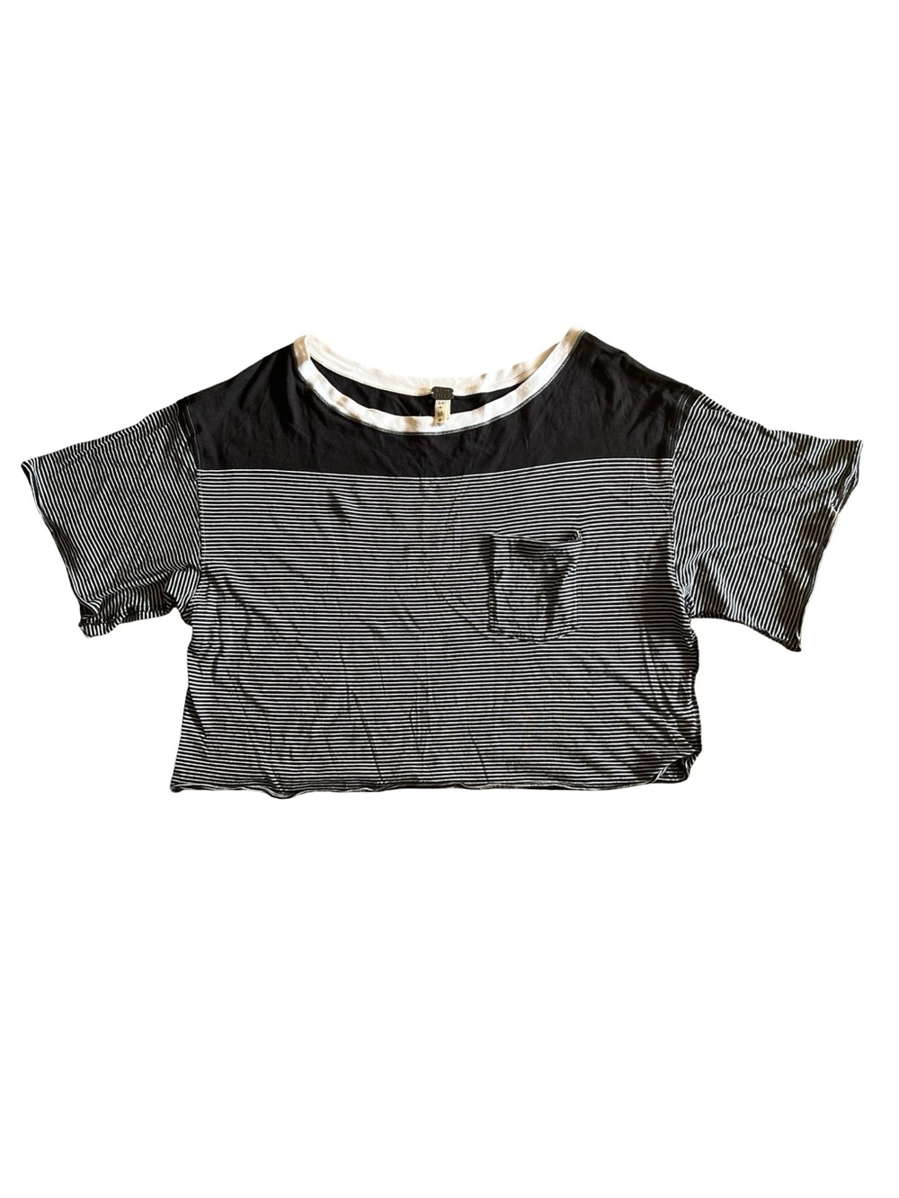 FREE PEOPLE x WE THE FREE Striped Pima M Crop Top Tee Peru Boho Classic Nautical